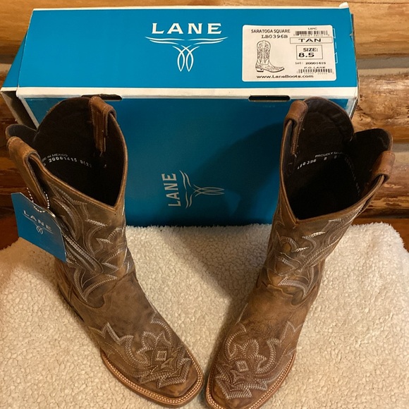 Lane Saratoga Square toe boots. Size 8.5 (Tan) - Picture 5 of 10